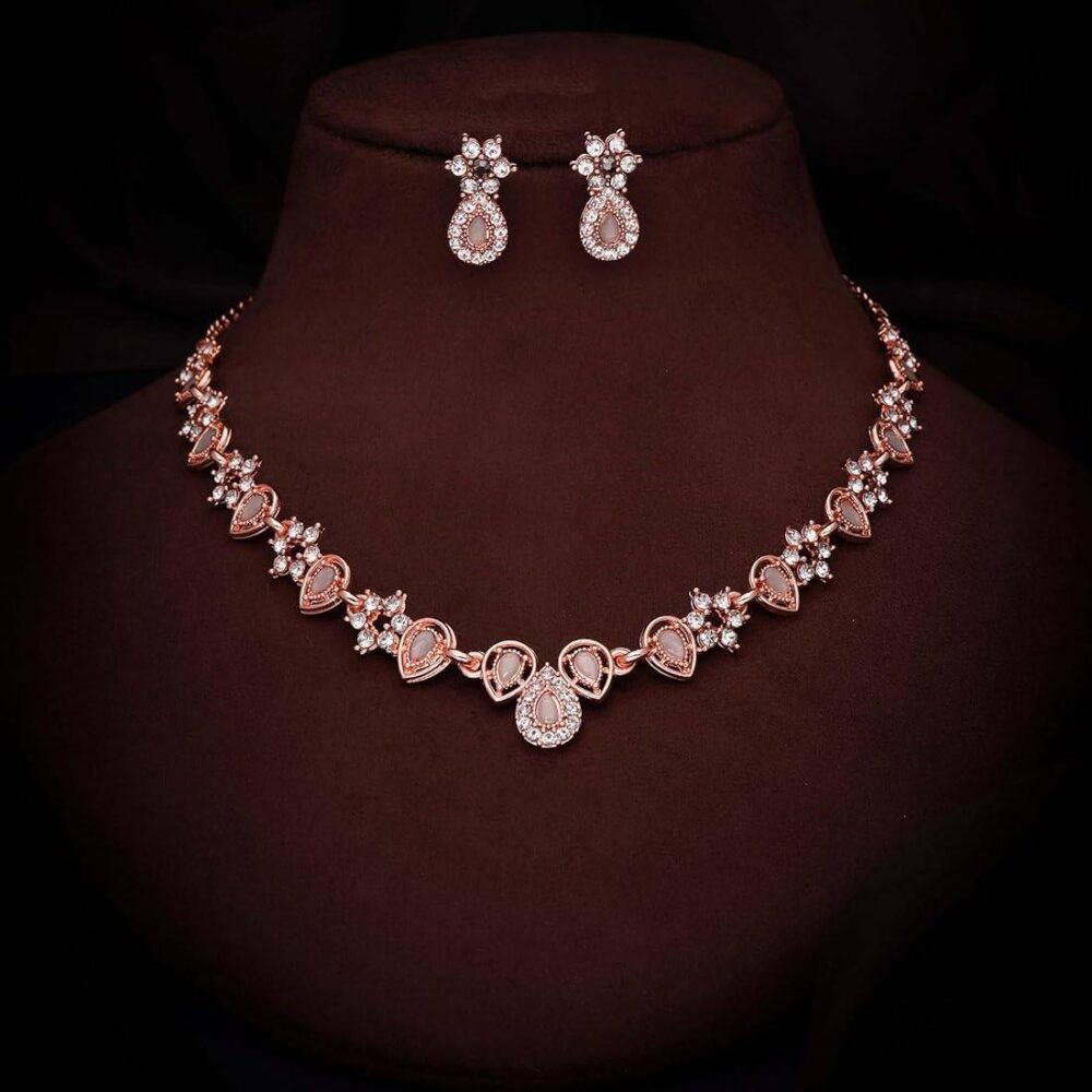 luminate your style with our Rosegold Polished AD Necklace