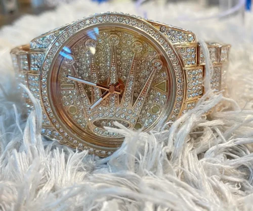 Luxury Iced Out Rolex-Inspired Gold Wrist Watch - Image 9