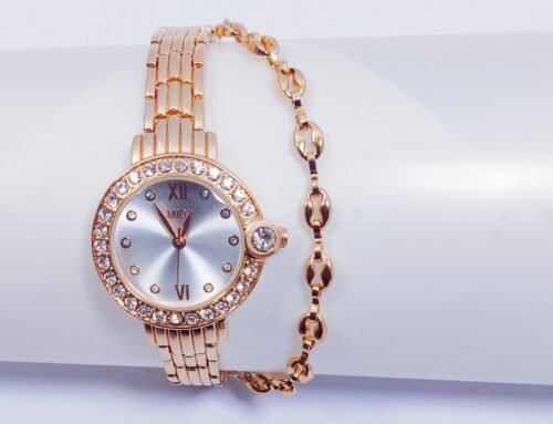 Watch Set for Girls Sparkle Charm Rose Gold - Image 2