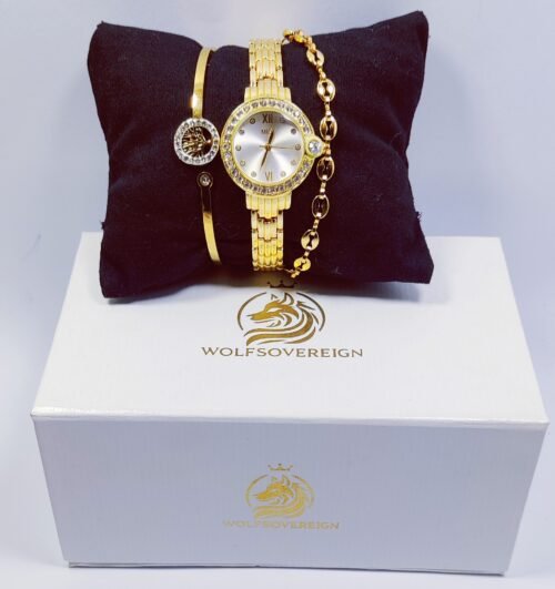 Golden Glow Watch & Bracelet Set for Women - Image 6