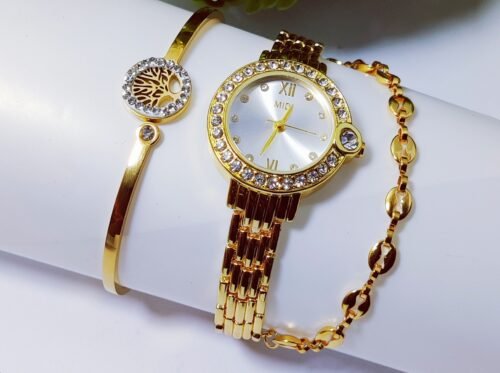Golden Glow Watch & Bracelet Set for Women - Image 5