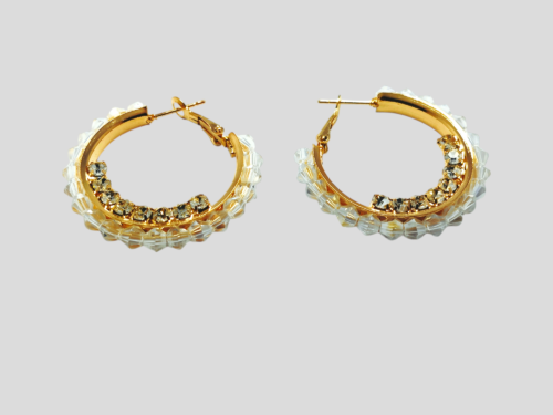 Earrings Hoops Gold-Plated Pearl- - Image 6