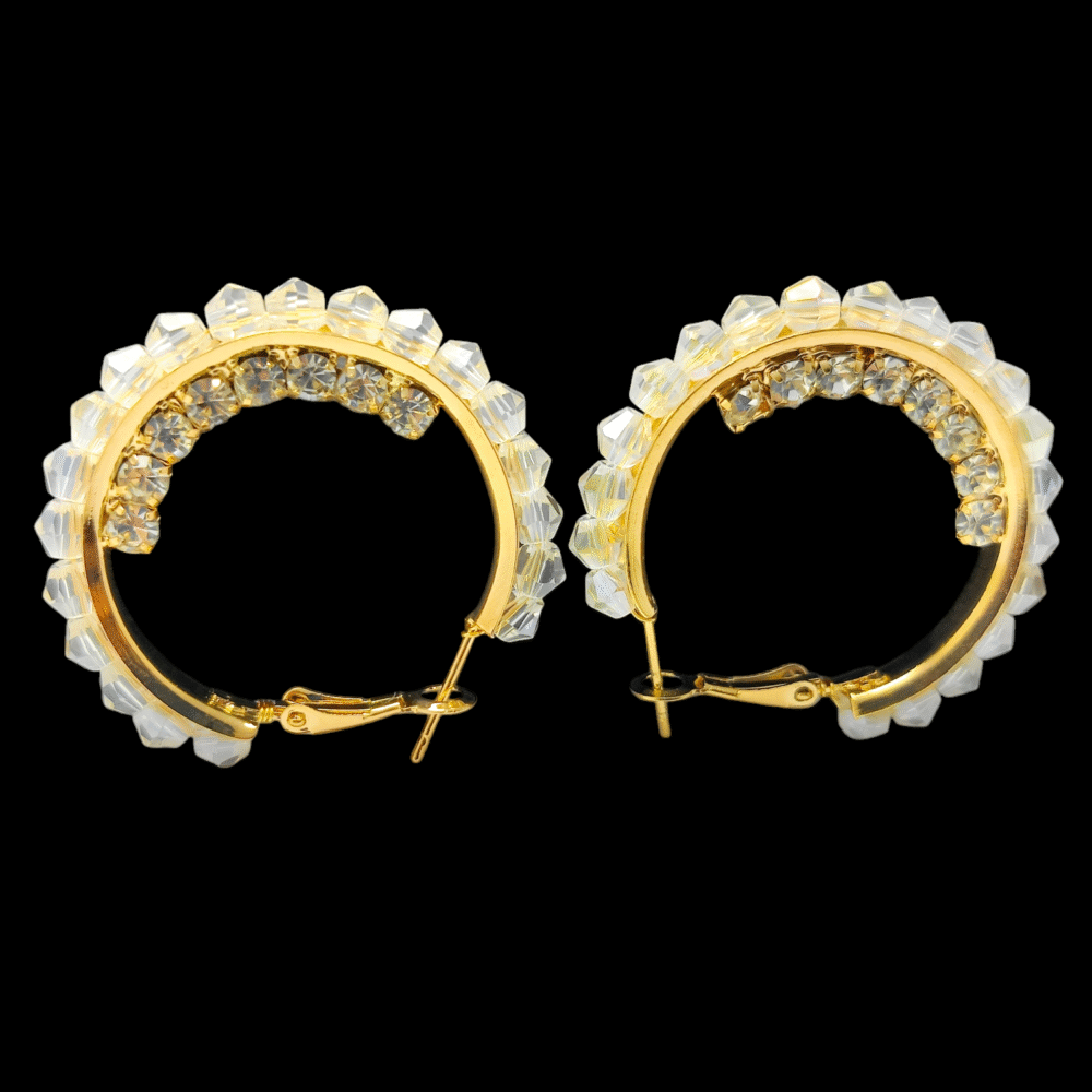 Earrings Hoops Gold-Plated Pearl-