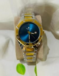 Audemars Piguet Two-Tone Watch with Blue Dial and Silver & Gold Chain.