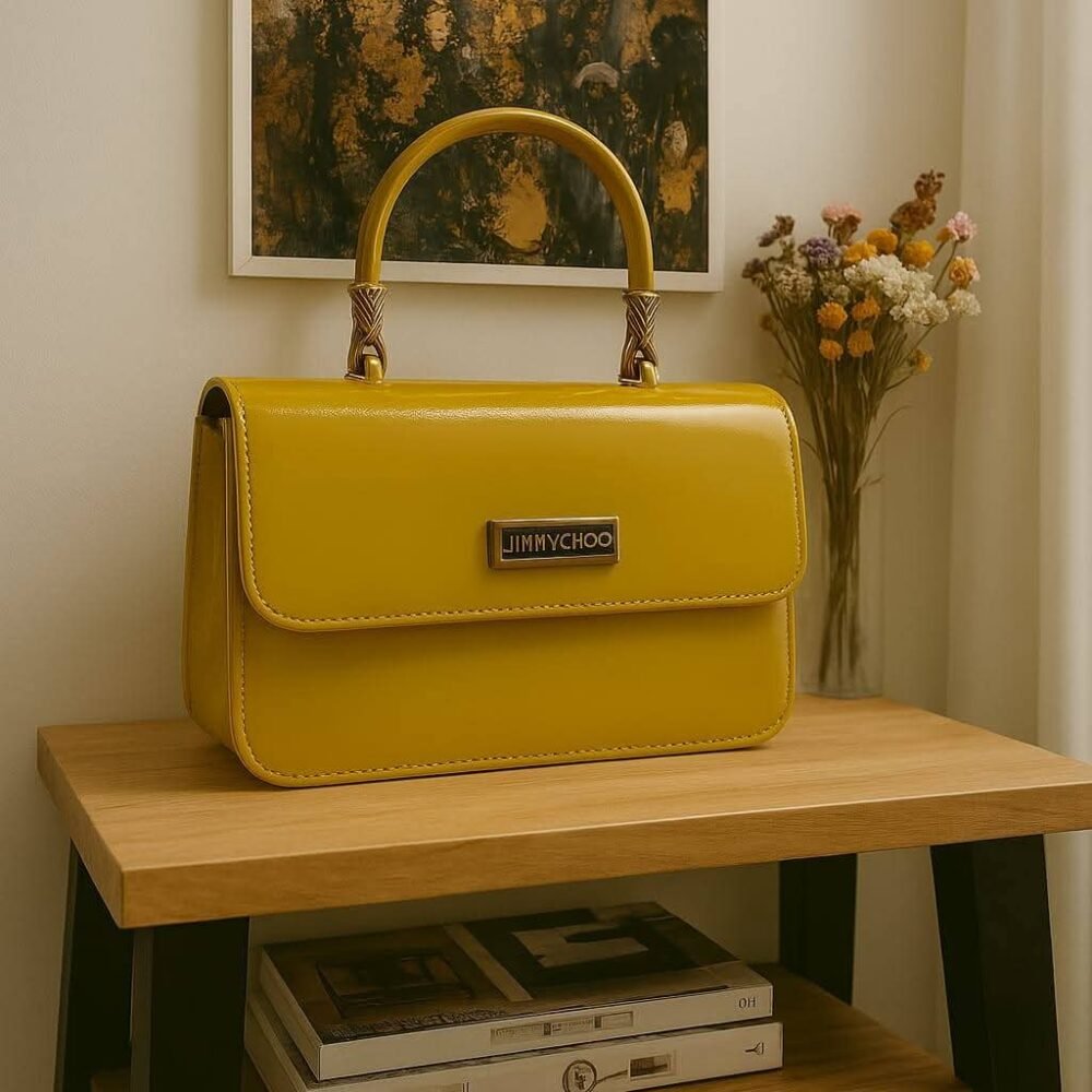 Elegant Saffron Yellow Flap Handbag