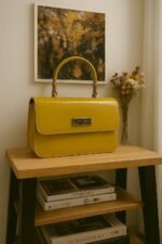 Elegant Saffron Yellow Flap Handbag