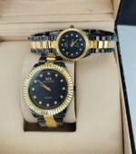 MK Collection Gold & Black Couple Watches