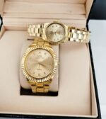 MK Collection Gold Couple Watches Set – Elegant Stainless Steel Quartz Timepieces for Him & Her