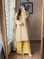 Elegant Yellow Printed Lawn 3-Piece Suit | Women's Ready-to-Wear Plazo Dress | Pakistani Ethnic Wear