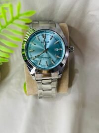 Tissot Gentleman Powermatic 80 Silicium with Ice Blue Dial and Silver Chain.