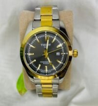 Tissot Gentleman Black Dial Two-Tone (Silver and Gold) Chain Watch.