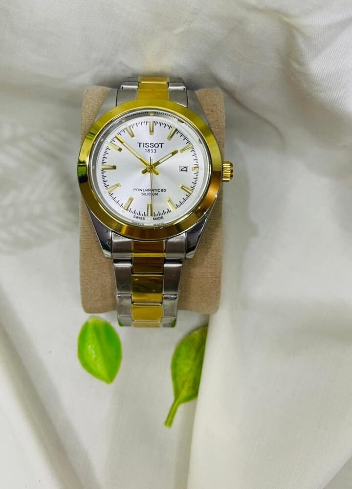 Tissot Two-Tone (Silver & Gold) Chain White Dial Watch.