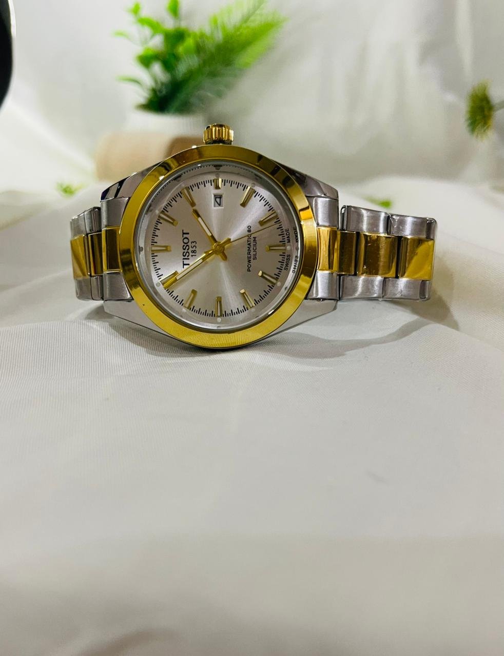 Tissot Two-Tone (Silver & Gold) Chain White Dial Watch. - Image 4